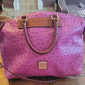 Dooney & Bourke Pink Shoulder Bag with Ostrich Texture